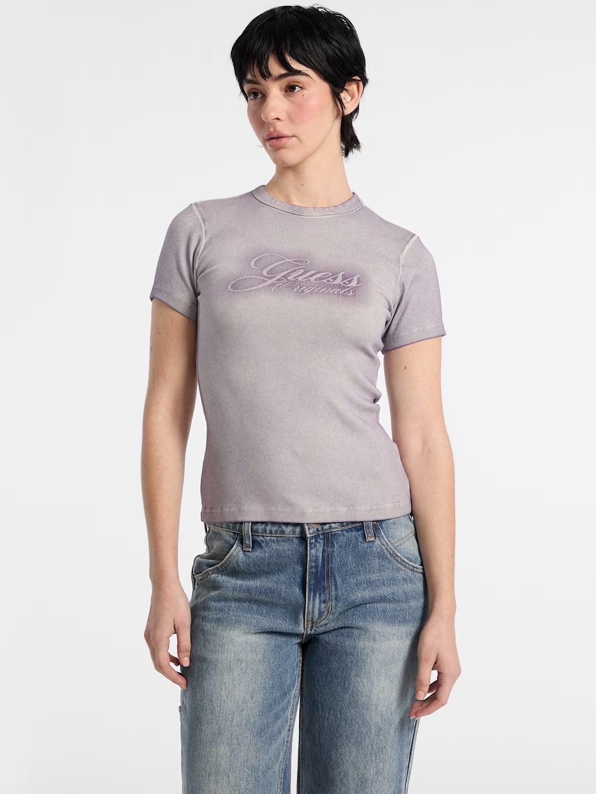 GUESS Originals Eco Ribbed Spray Top - Pink