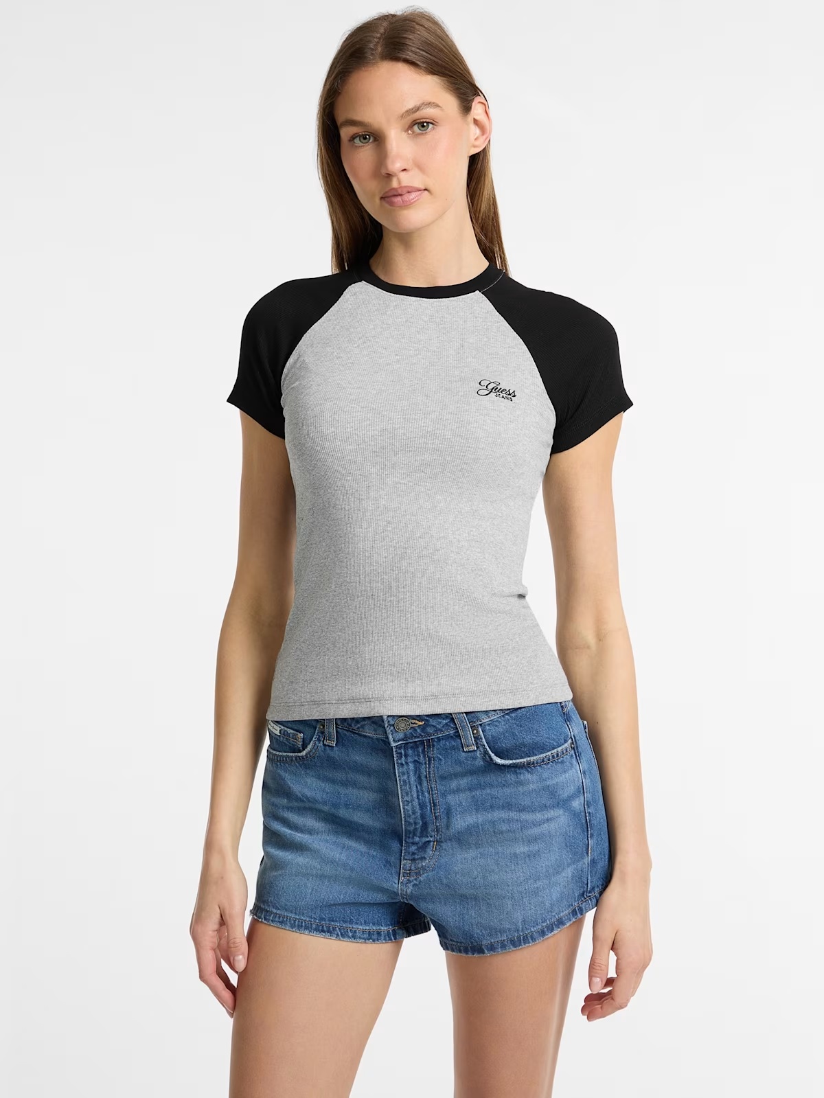 Eco Raglan Crewneck Top - Gray