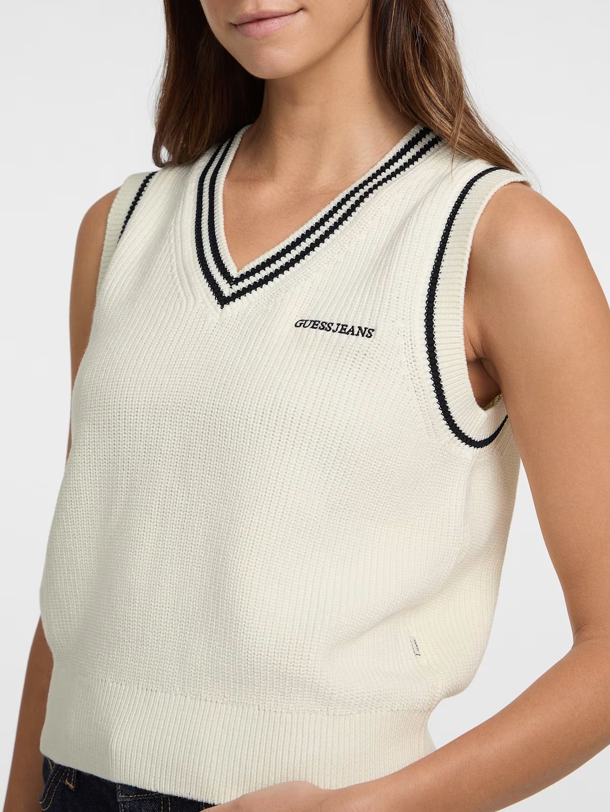 Eco V-Neck Sweater Vest - White
