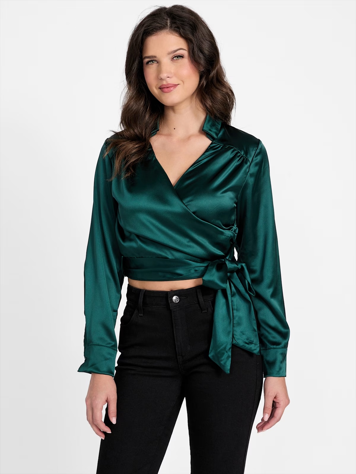 Marina Satin Tie Top - Green