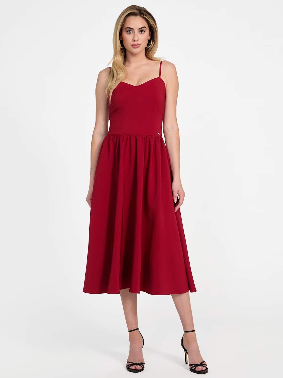 Sophie Woven Midi Dress - Red