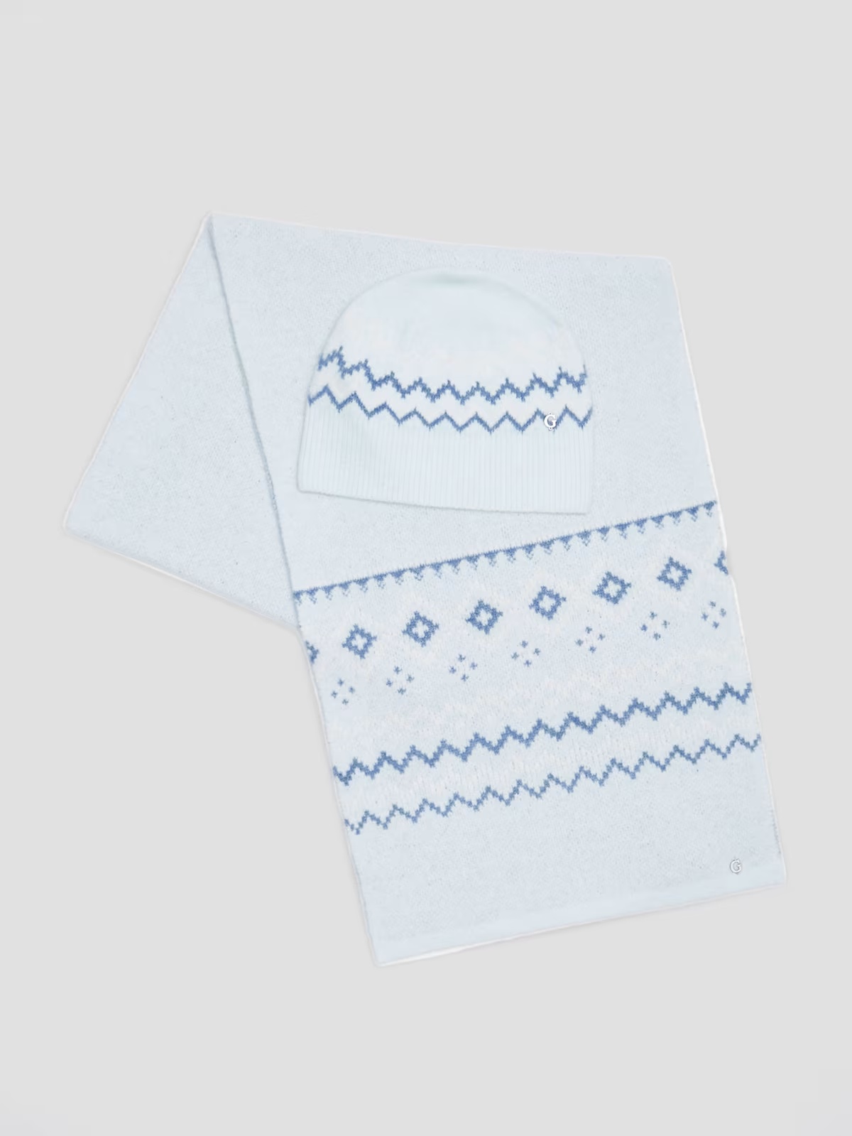 Jacquard Beanie & Scarf Set - Blue