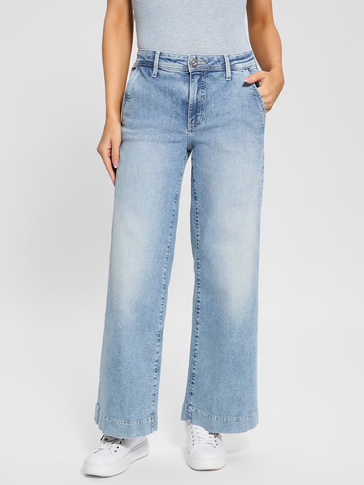 Eco Zoya Cropped Wide Jeans - Blue