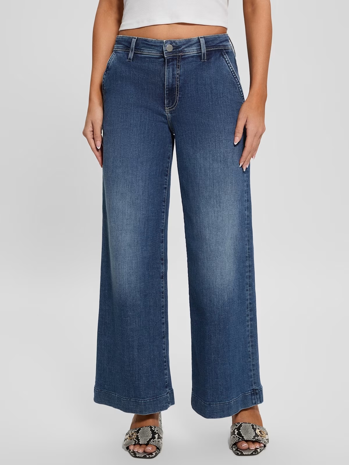Eco Zoya Cropped Wide Jeans - Blue