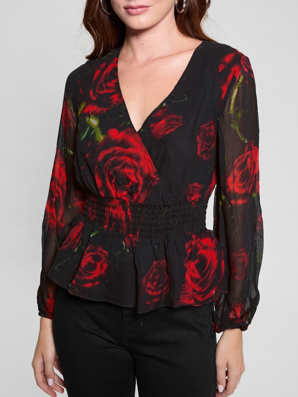 Mishka Printed Chiffon Top - Black