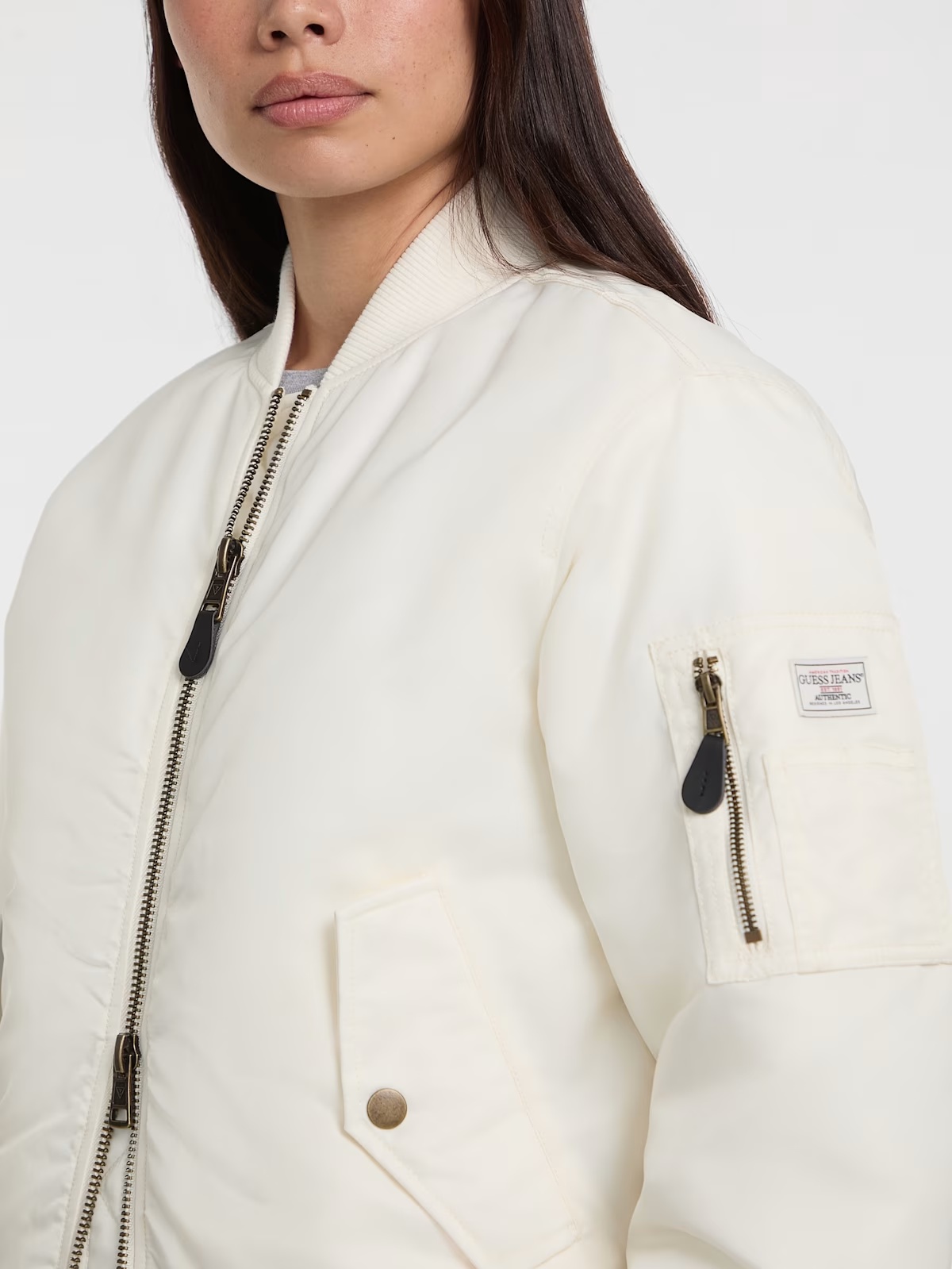 Eco Satin Flight Jacket - White