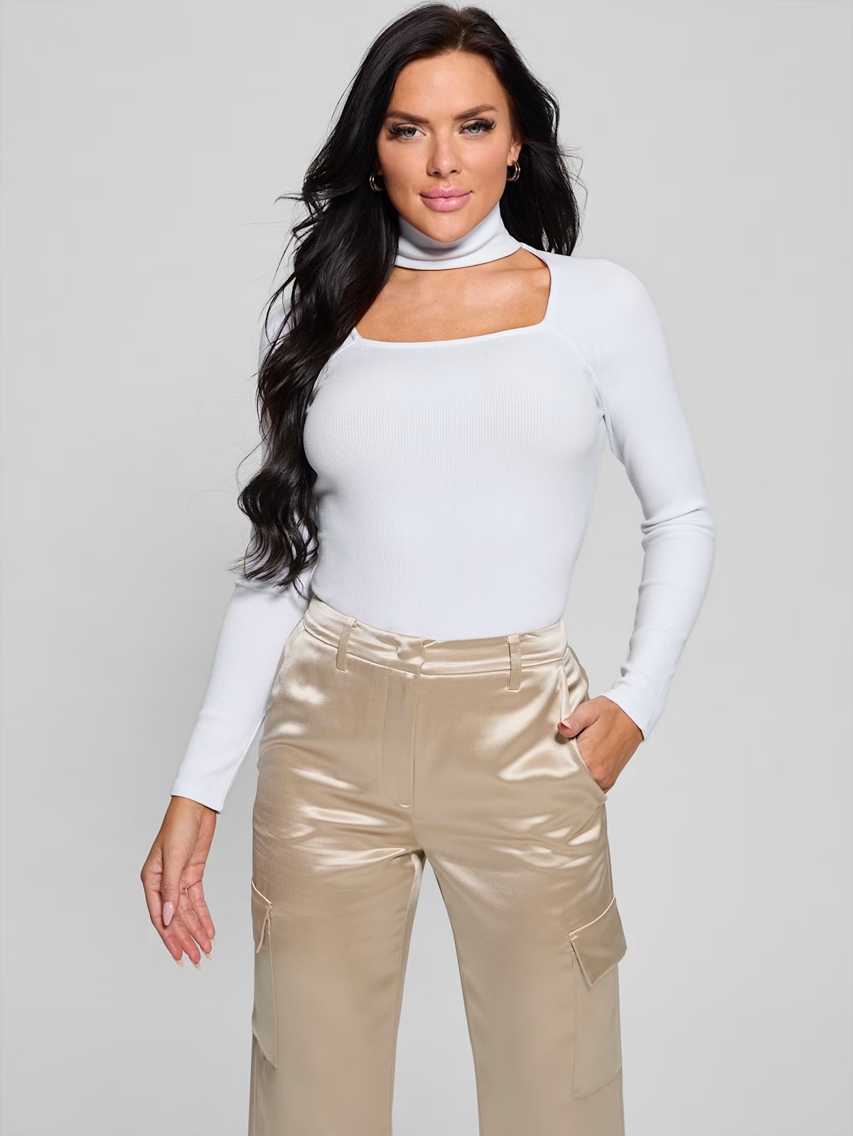 Cutout Ribbed Top - White