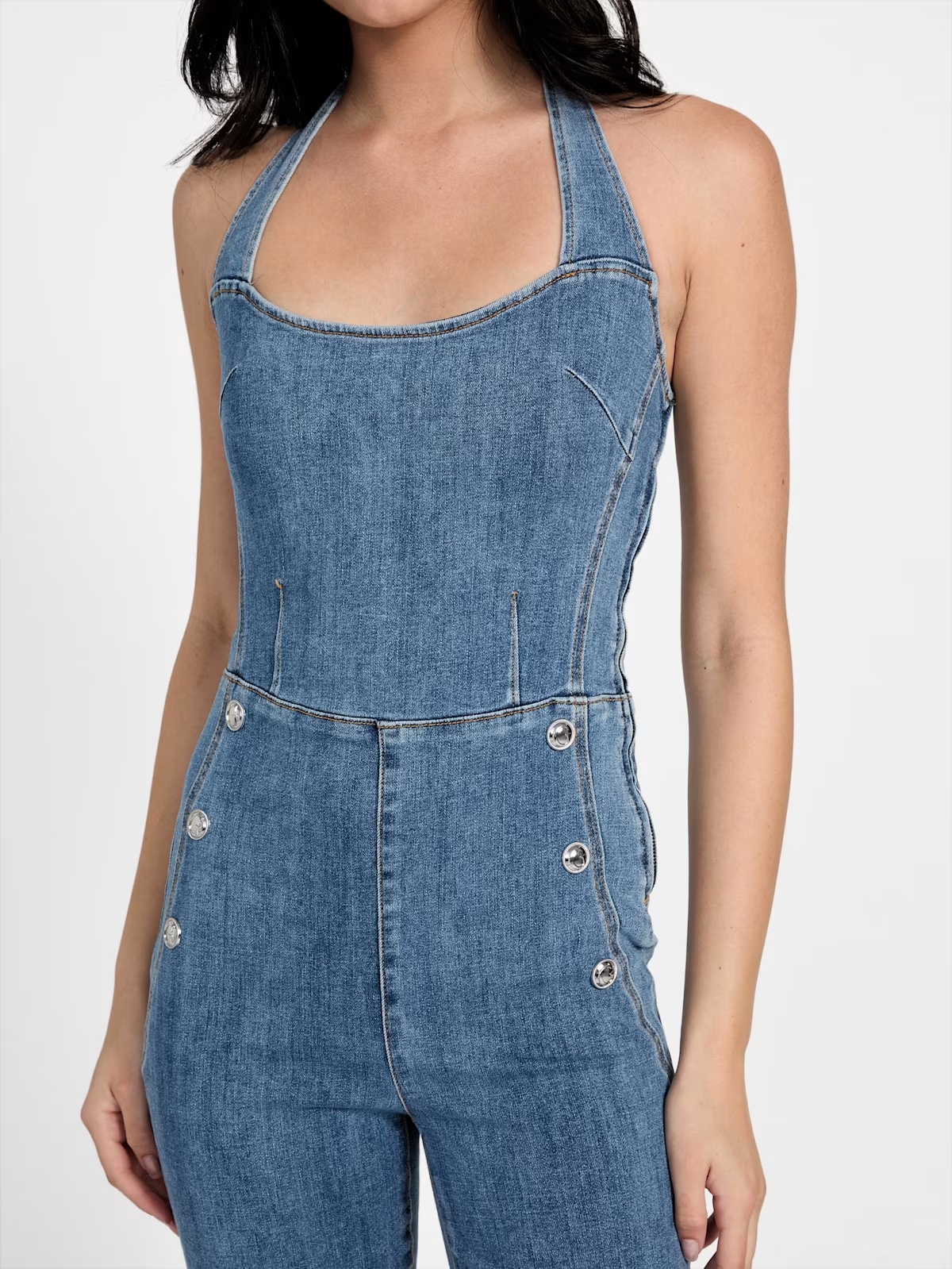 Blair Halter Denim Jumpsuit - Blue