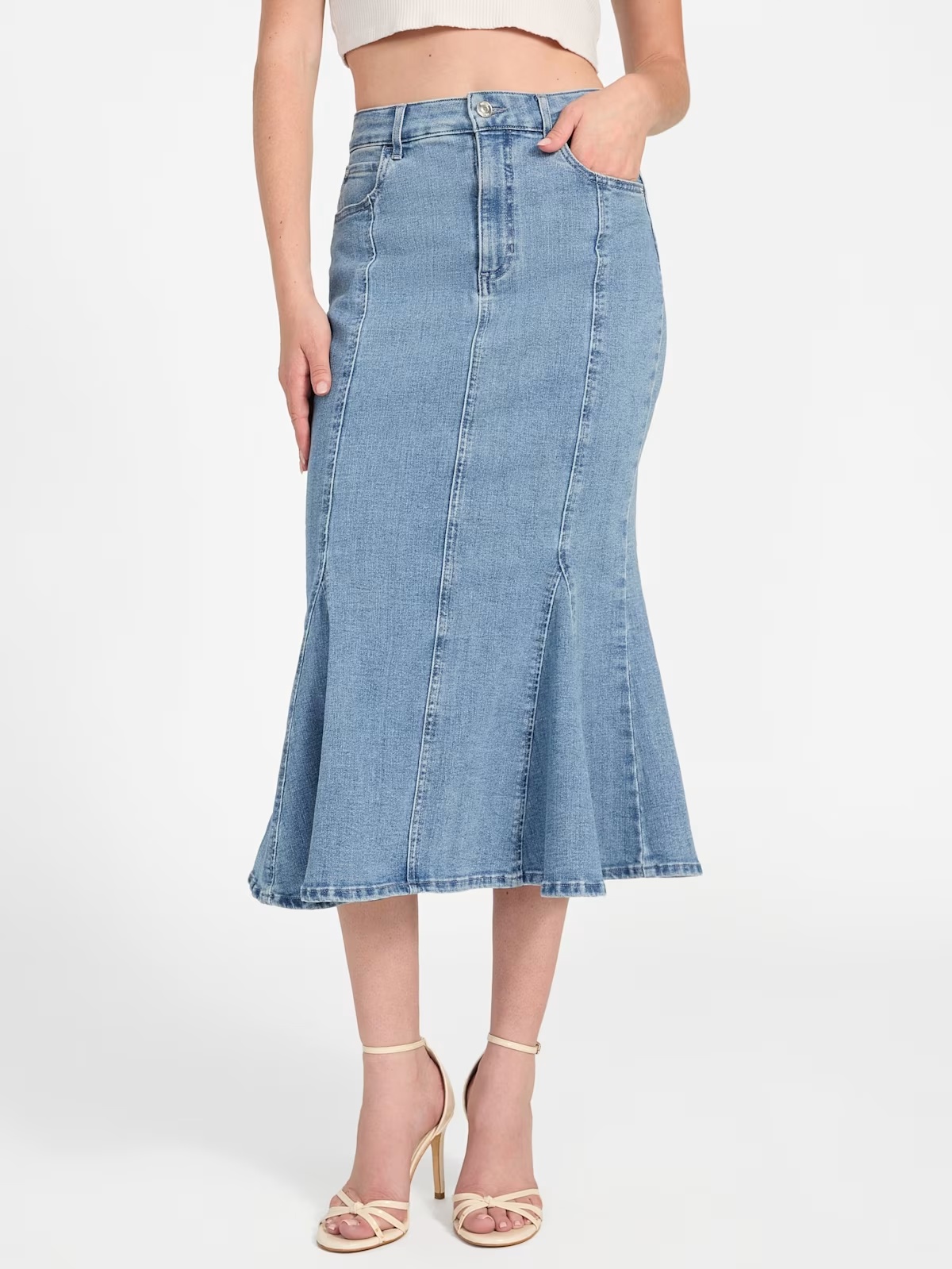 Lia Denim Midi Skirt - Blue