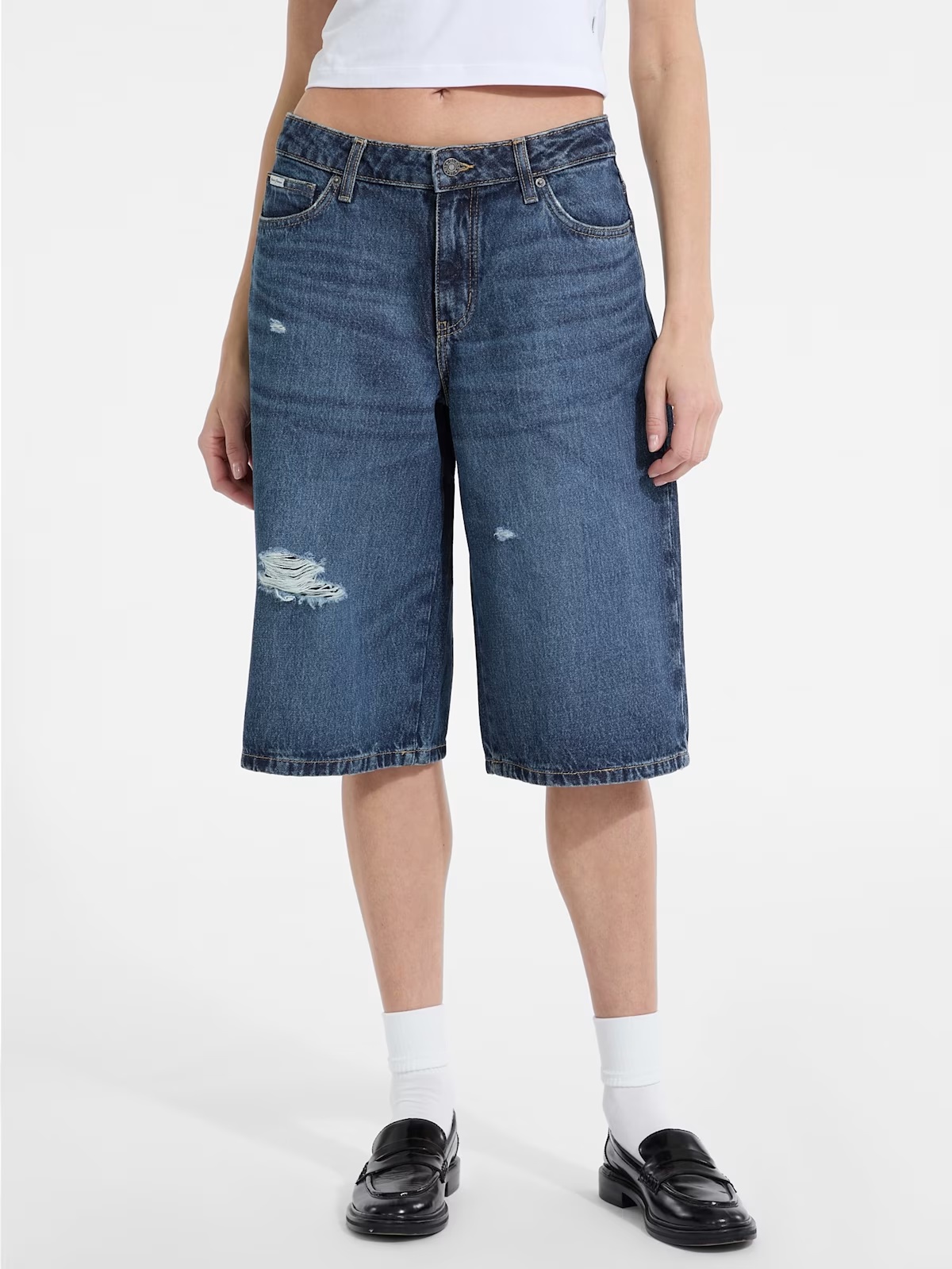 Baggy Denim Shorts - Blue
