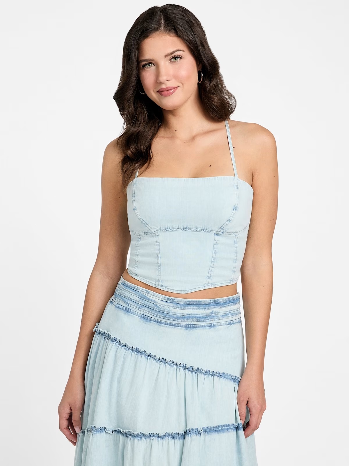 Niki Denim Crop Top - Blue