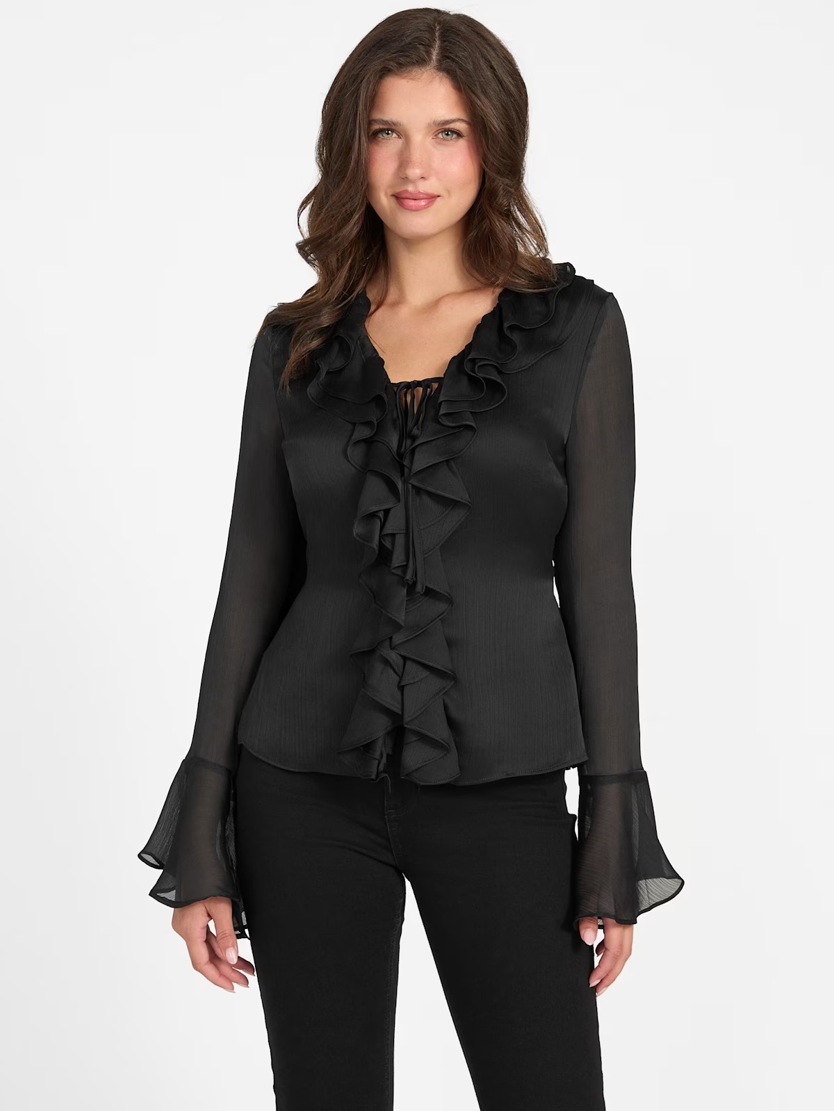 Sana Ruffle Top - Black