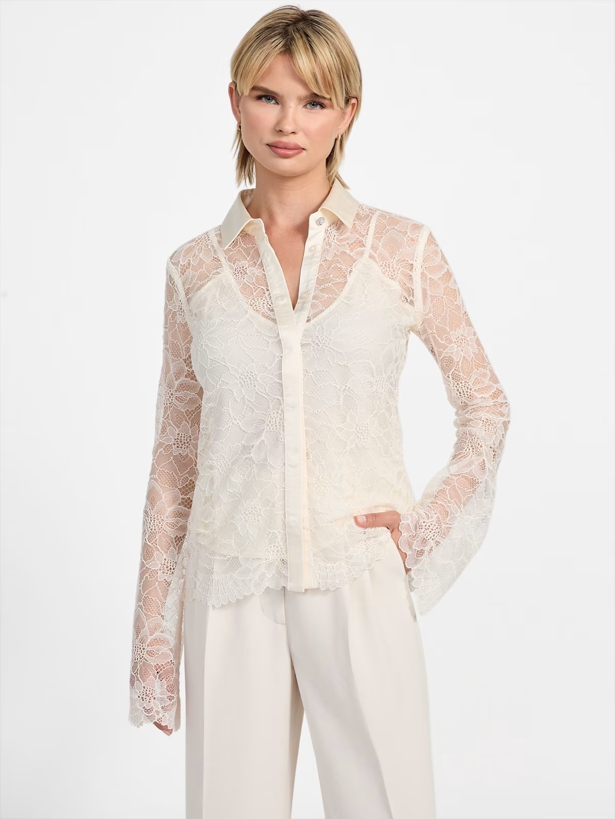 Antoinette Lace Shirt - Off-white