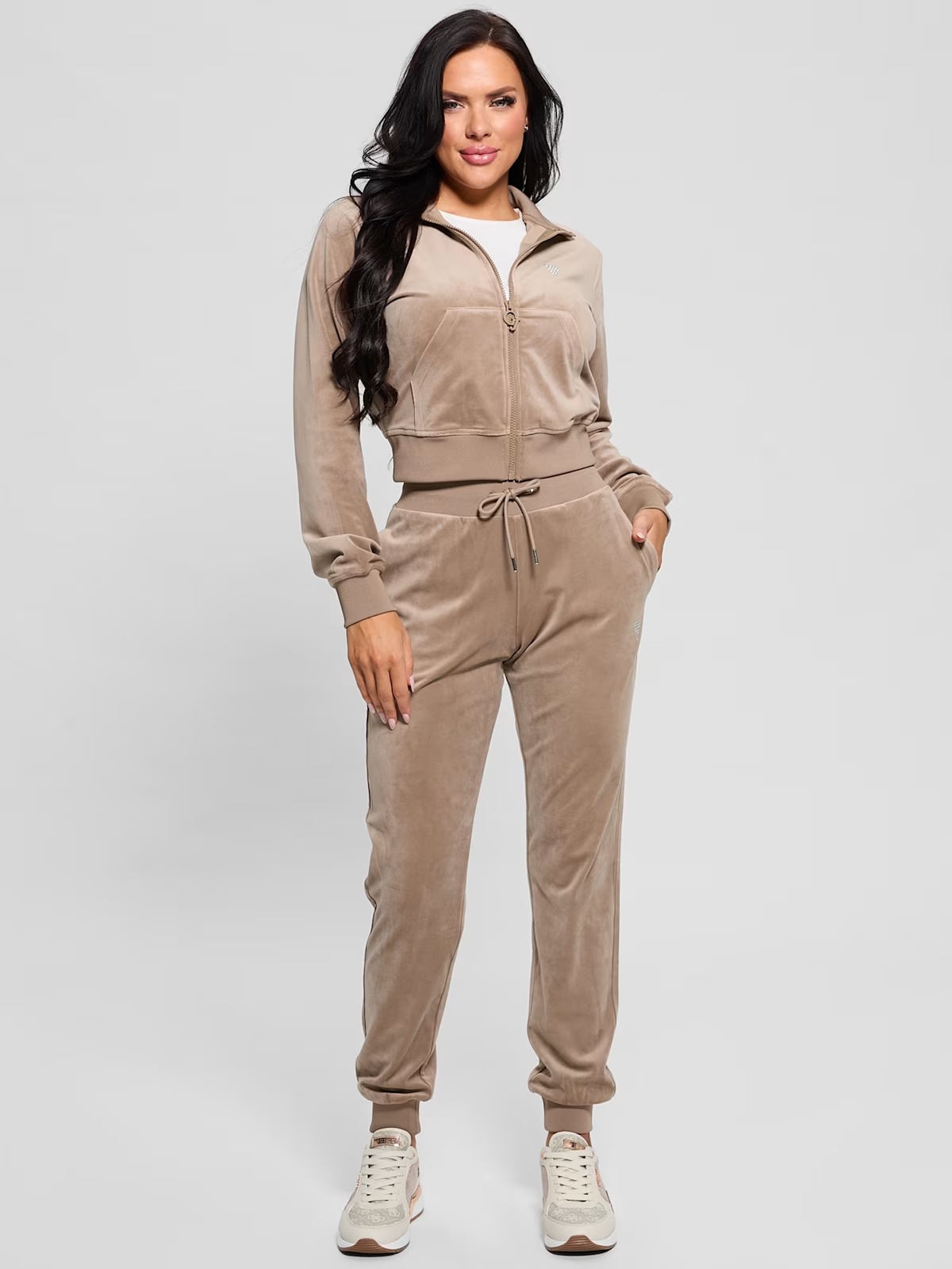 Eco Couture Velvet Joggers - White