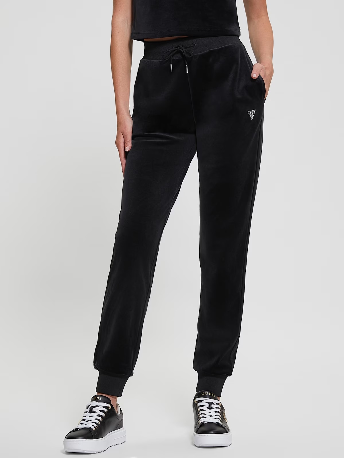 Eco Couture Velvet Joggers - Black