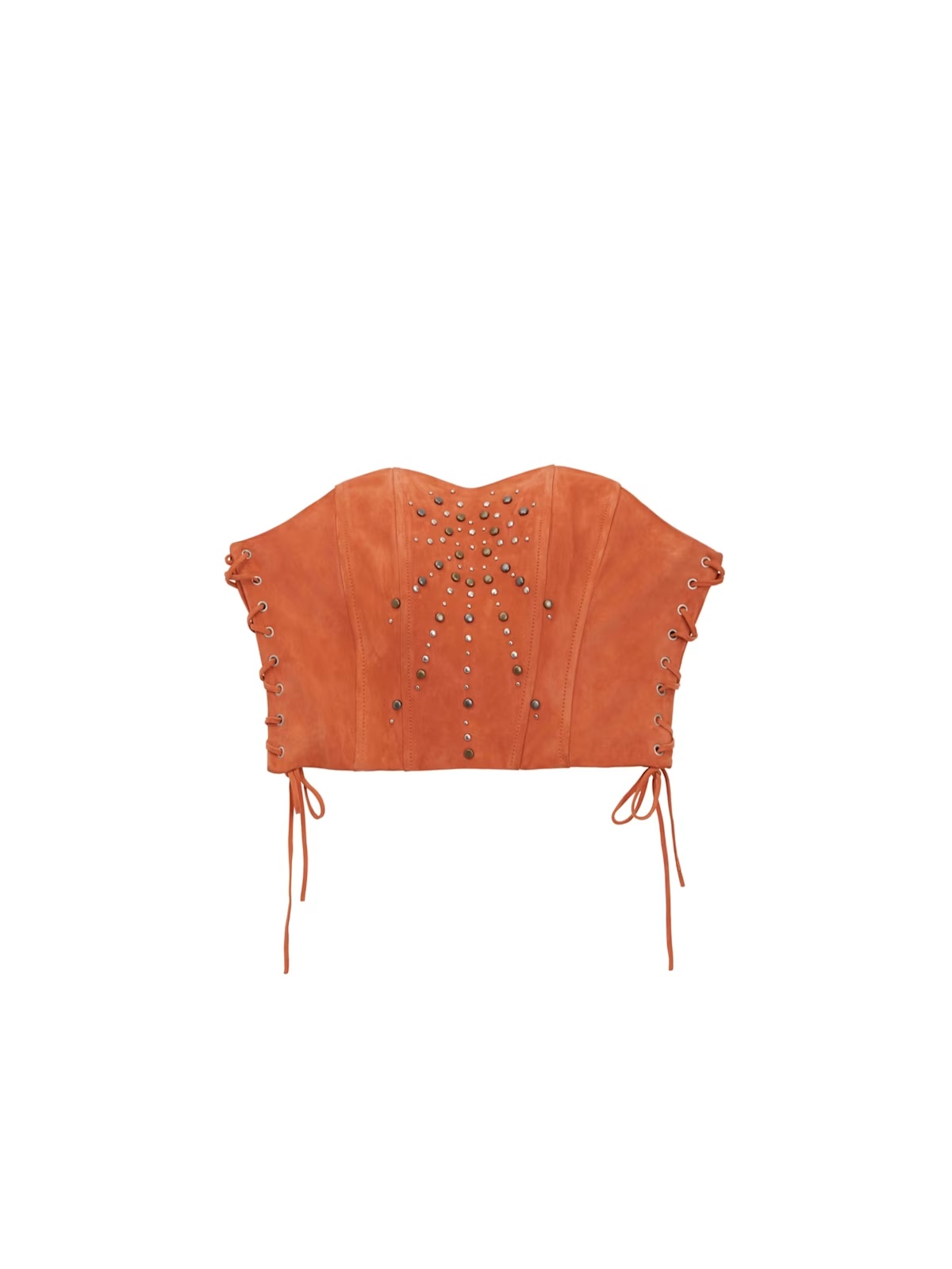 Lace-Up Bustier Top - Orange